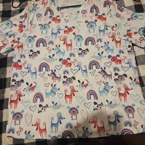 Colorful Animal Print Scrub Top